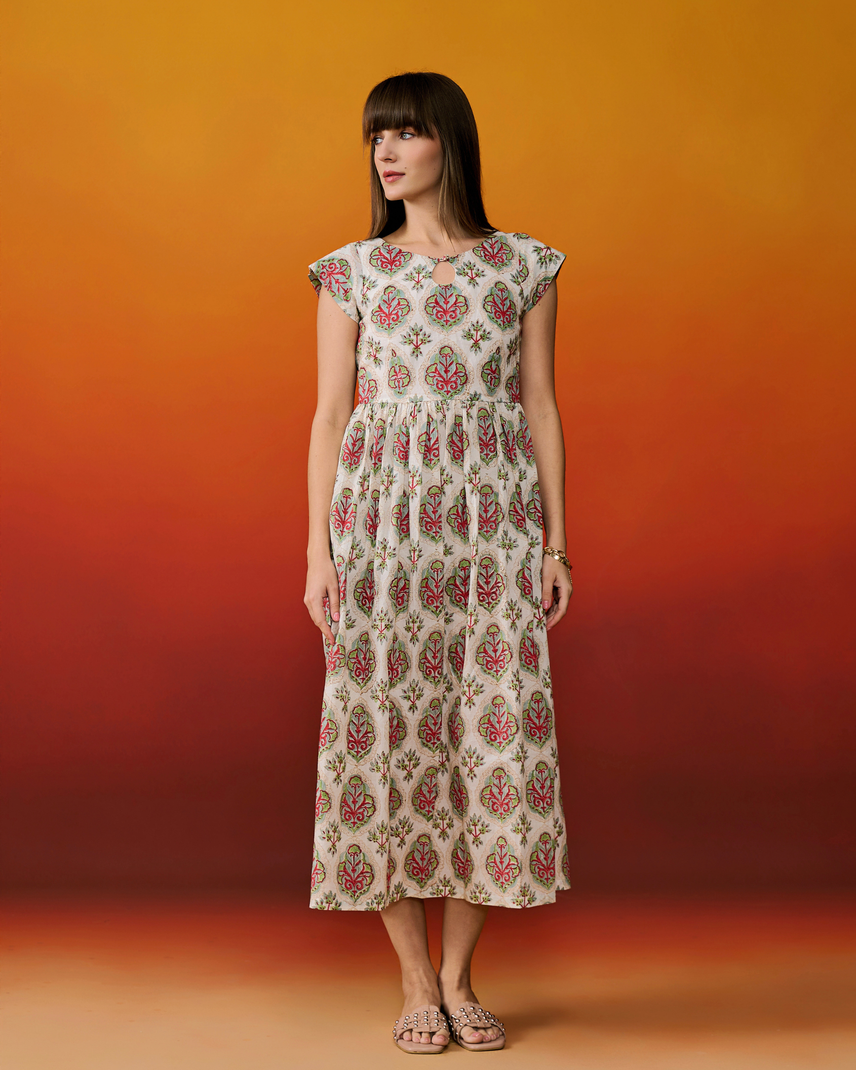 Gulzaar Block Print Midi Dress