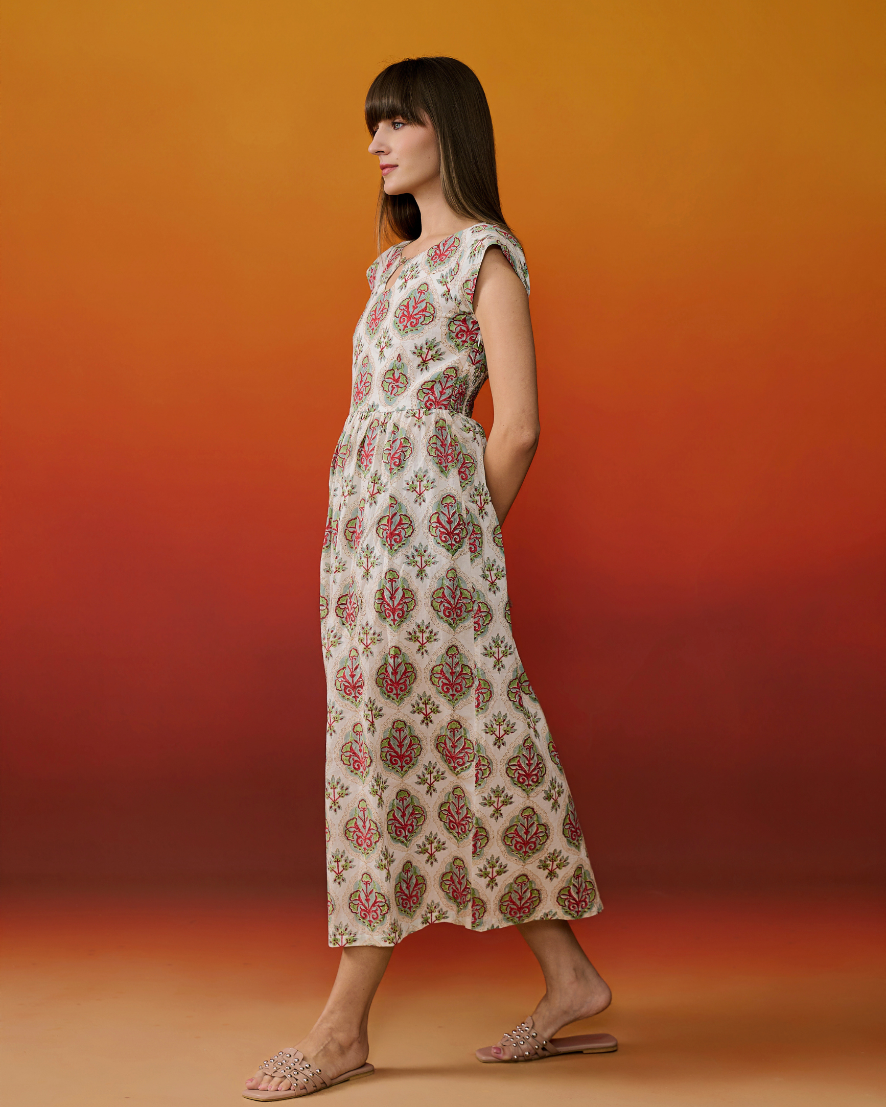 Gulzaar Block Print Midi Dress