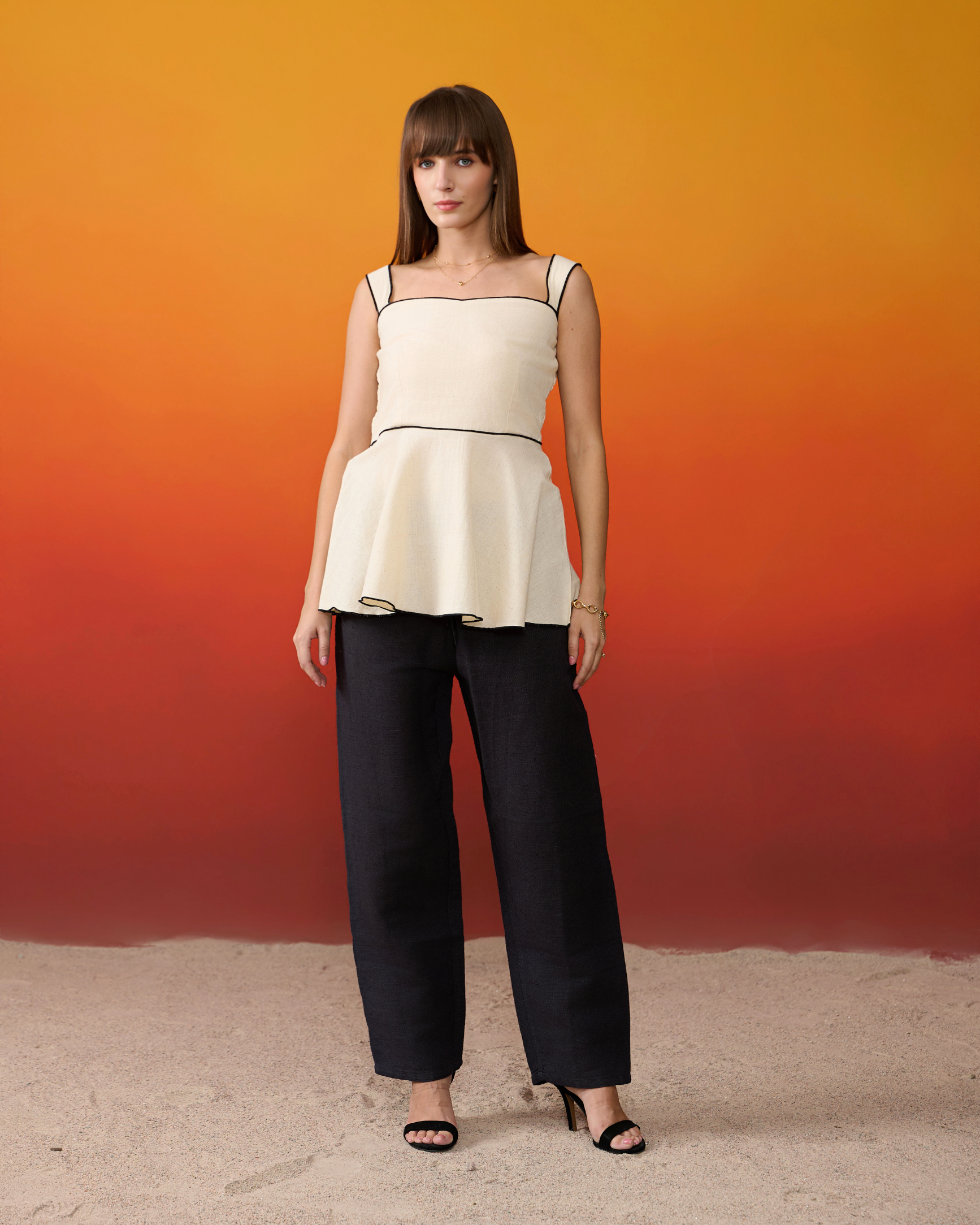 Nariyal Cream Peplum Top