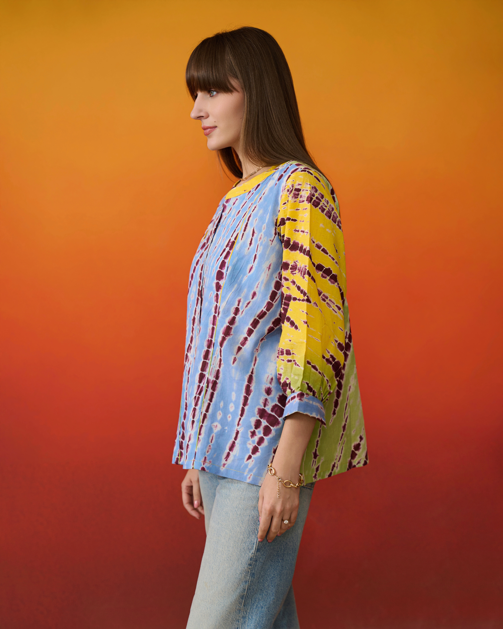 Teen Rang Shibori Shirt