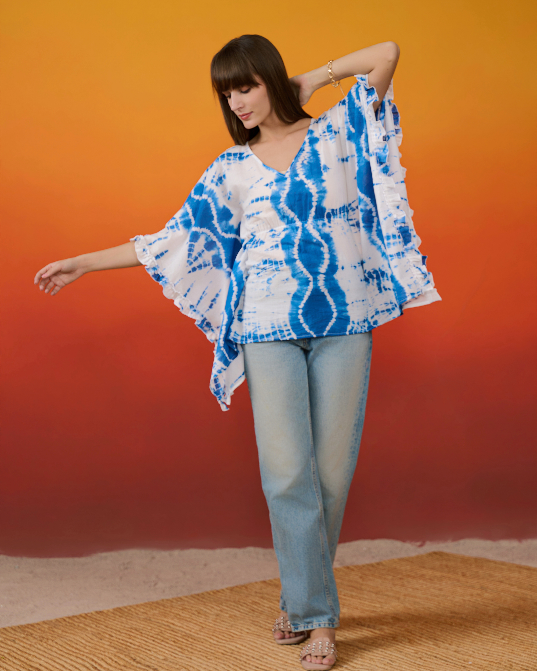 Neela Baarish Shibori Kaftan