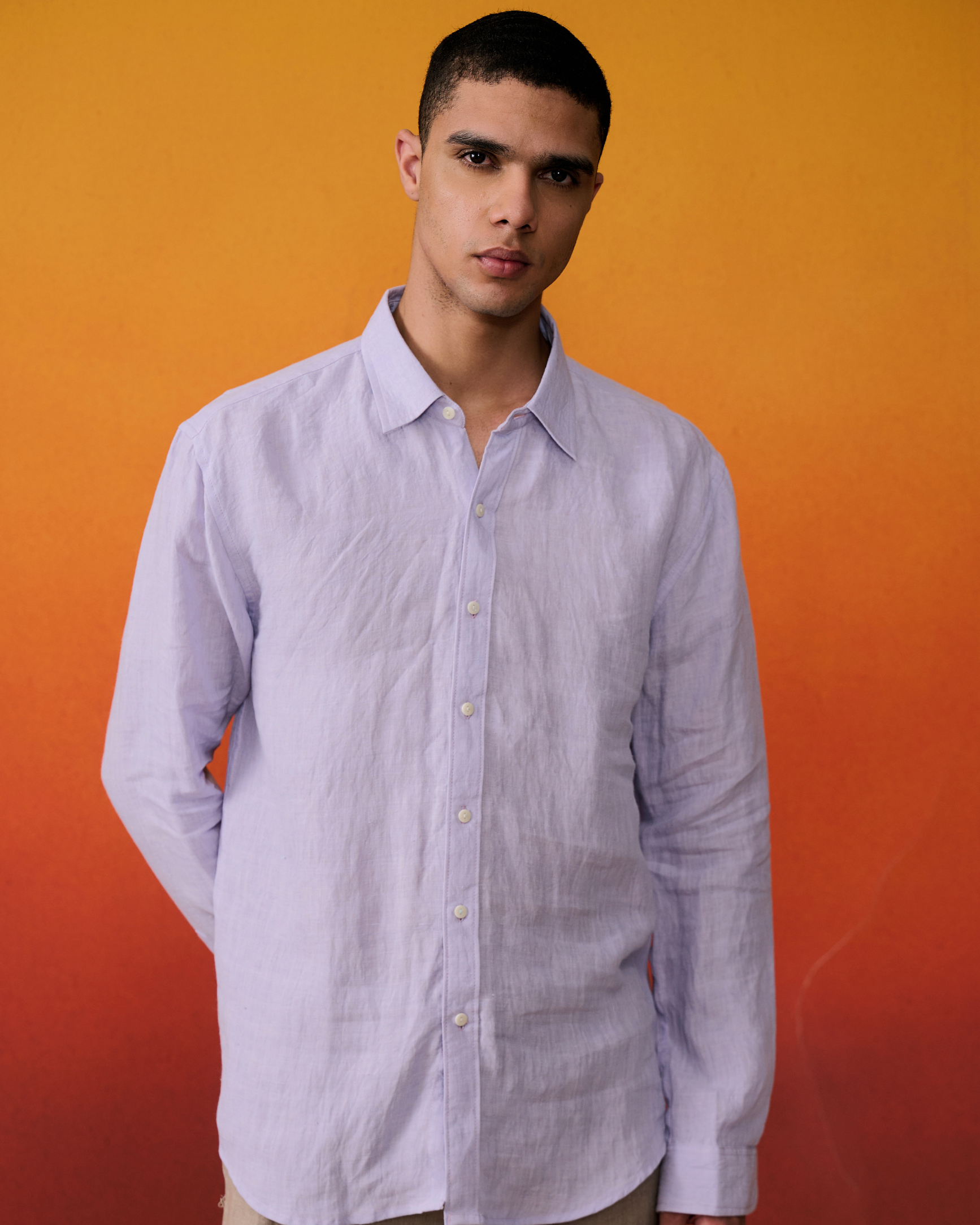 Handwoven Lavender Dusk Linen Shirt