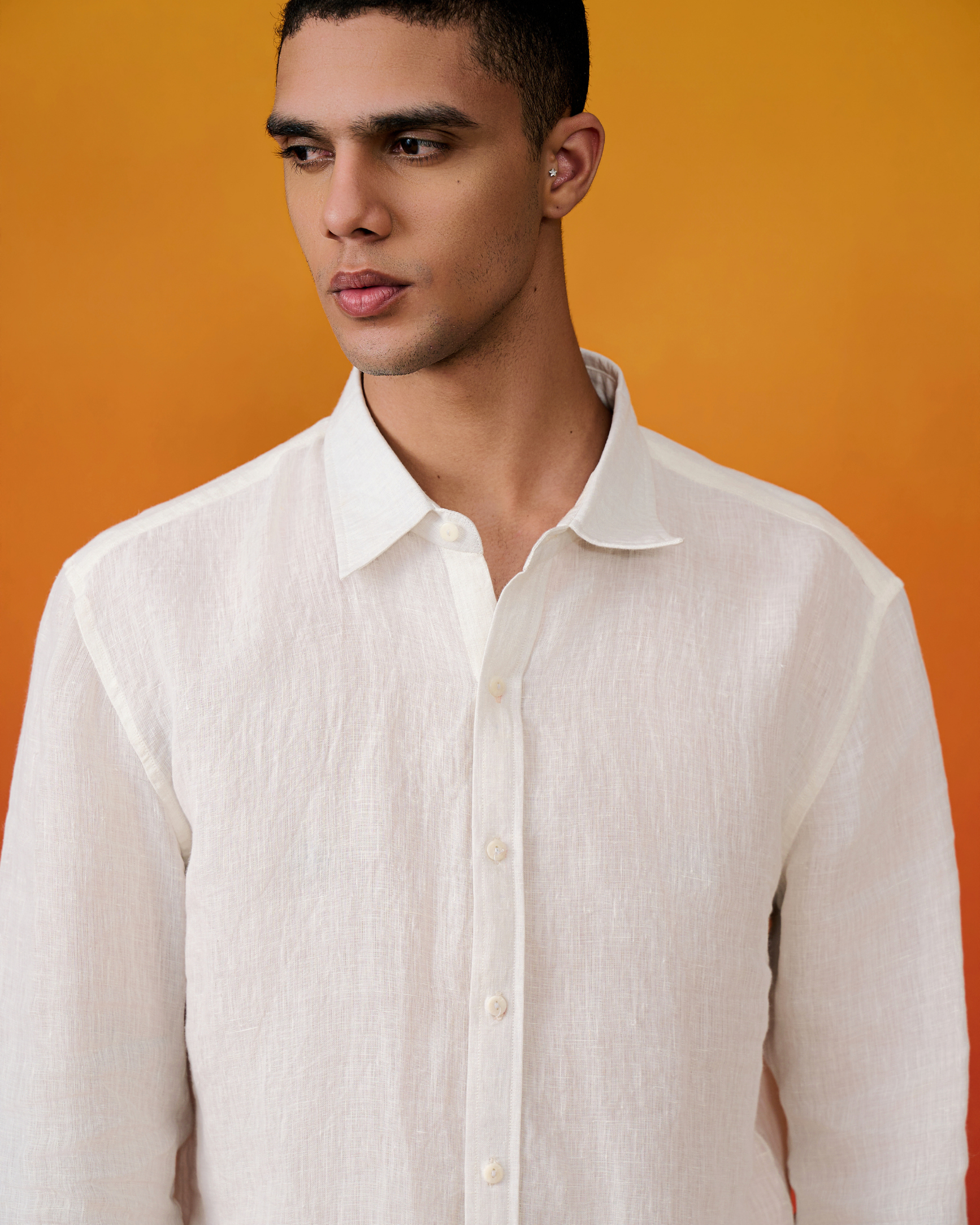 Handwoven Safed Akaar Linen Shirt