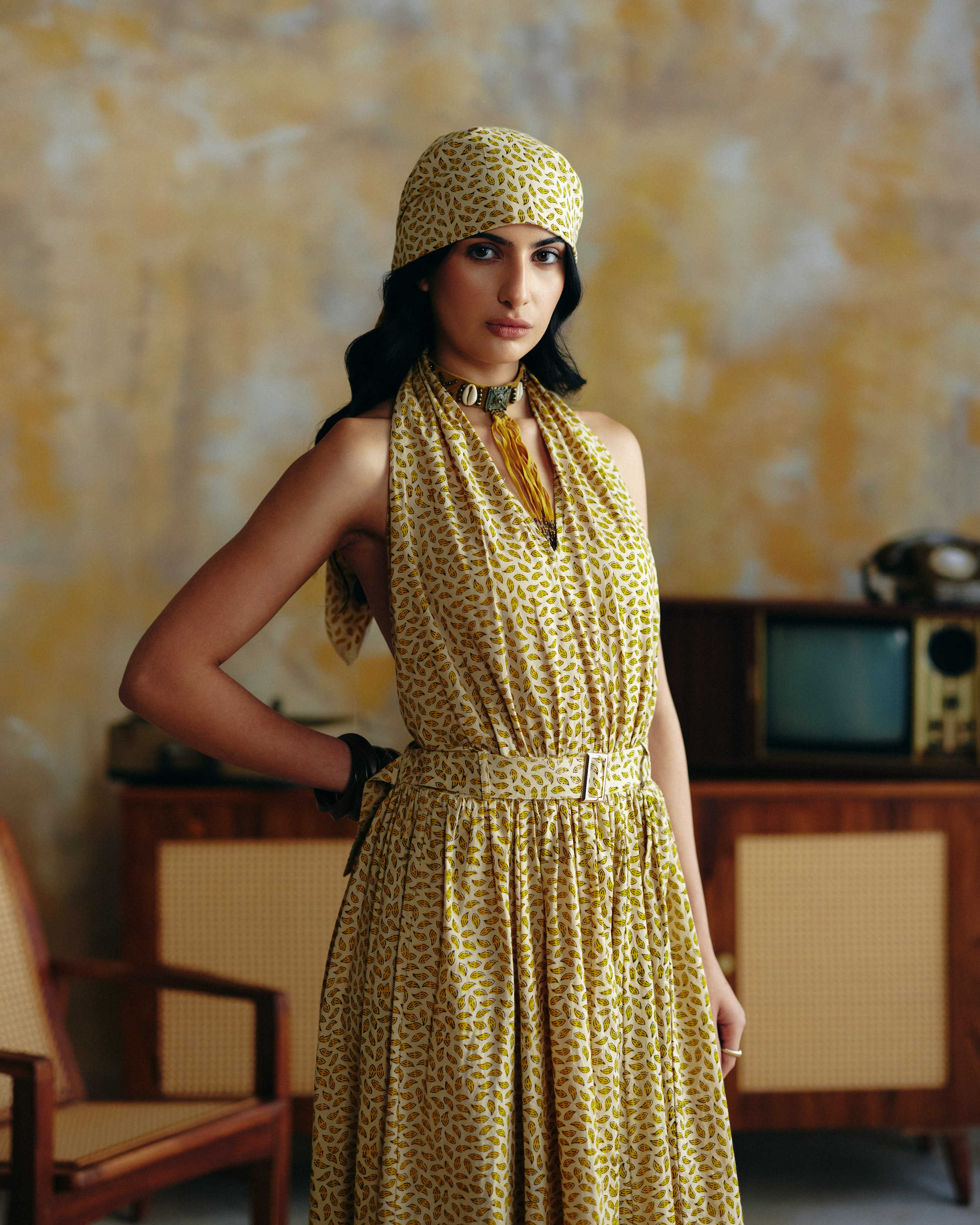 Golden Nomad Halter Dress