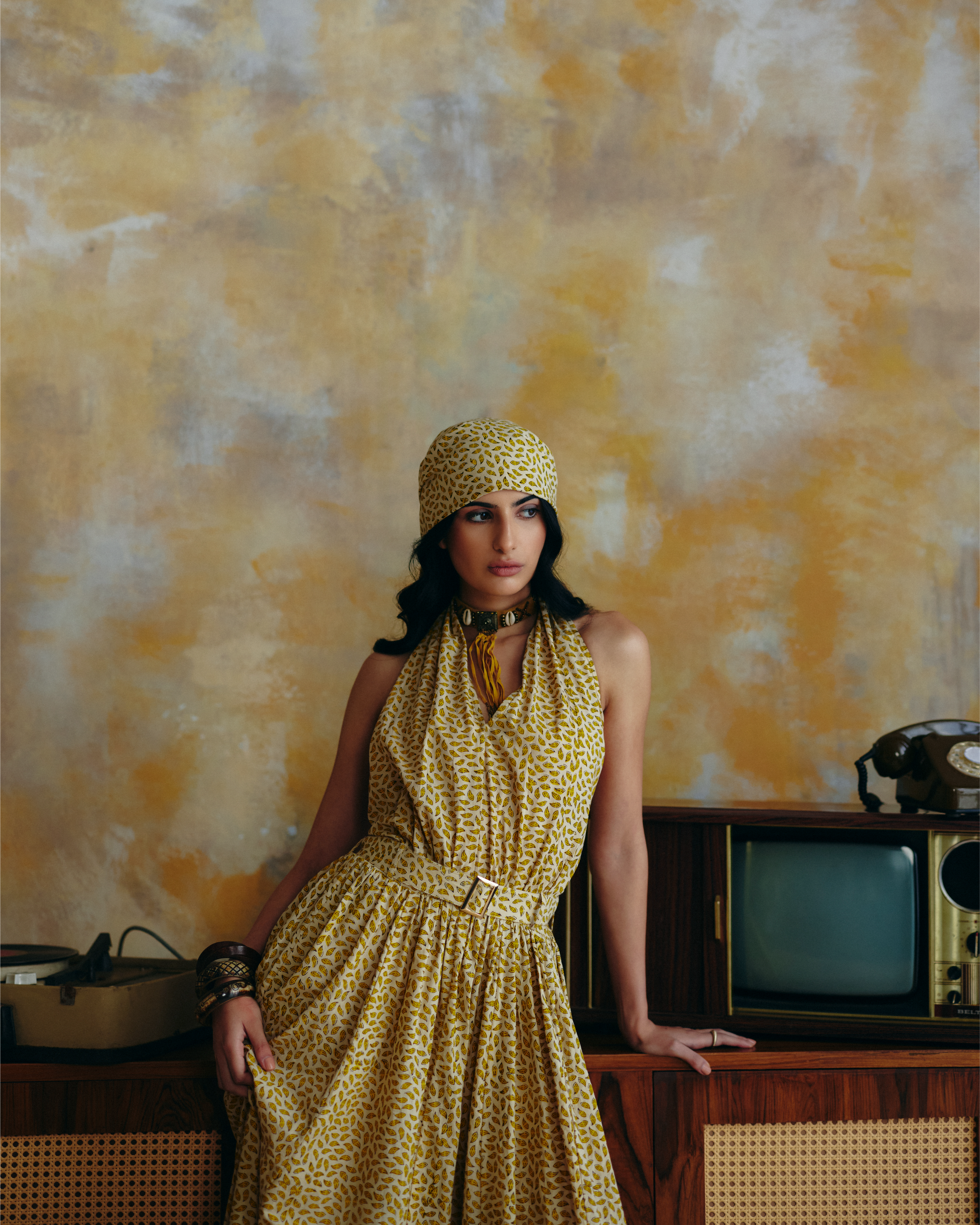 Golden Nomad Halter Dress