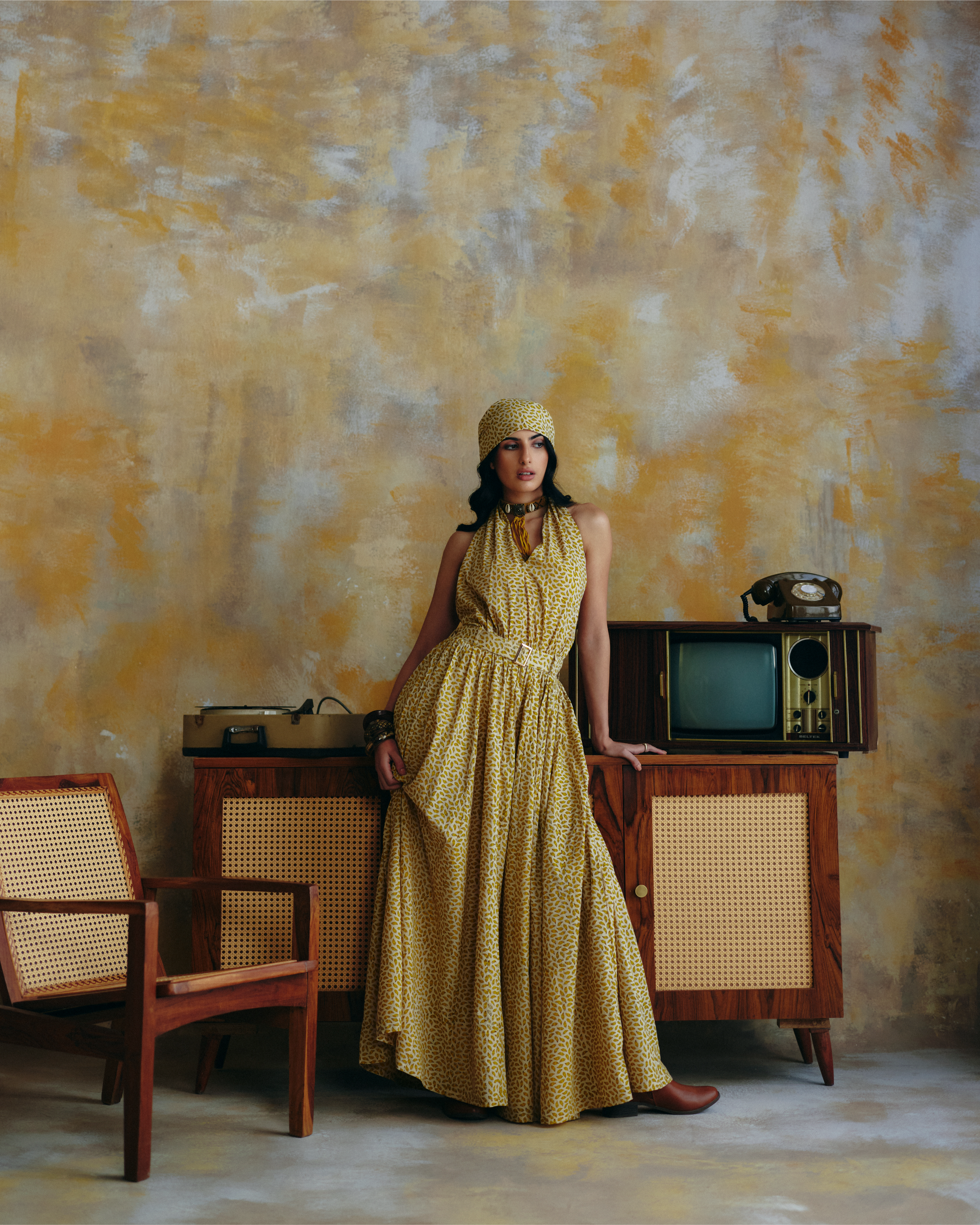 Golden Nomad Halter Dress