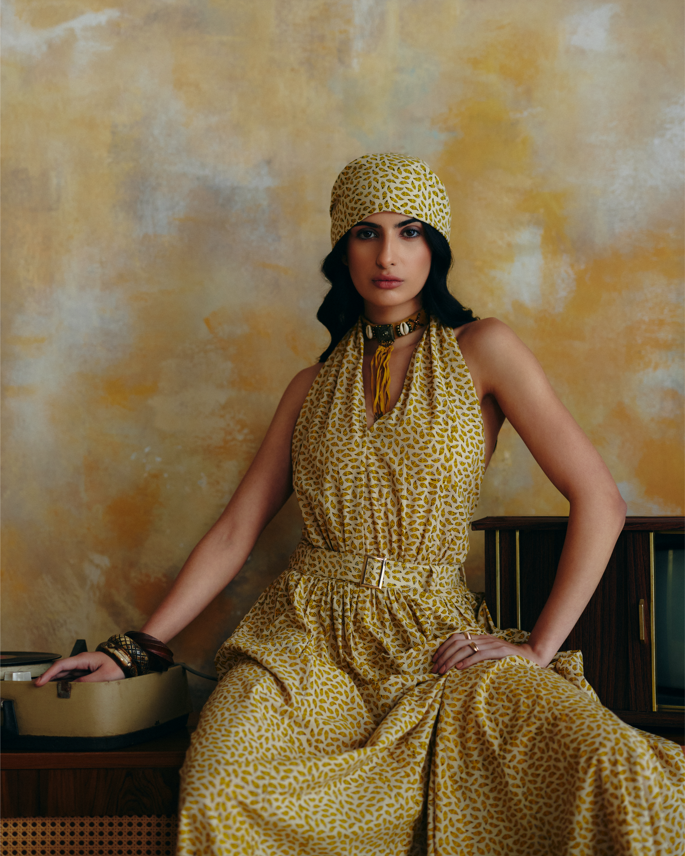 Golden Nomad Halter Dress