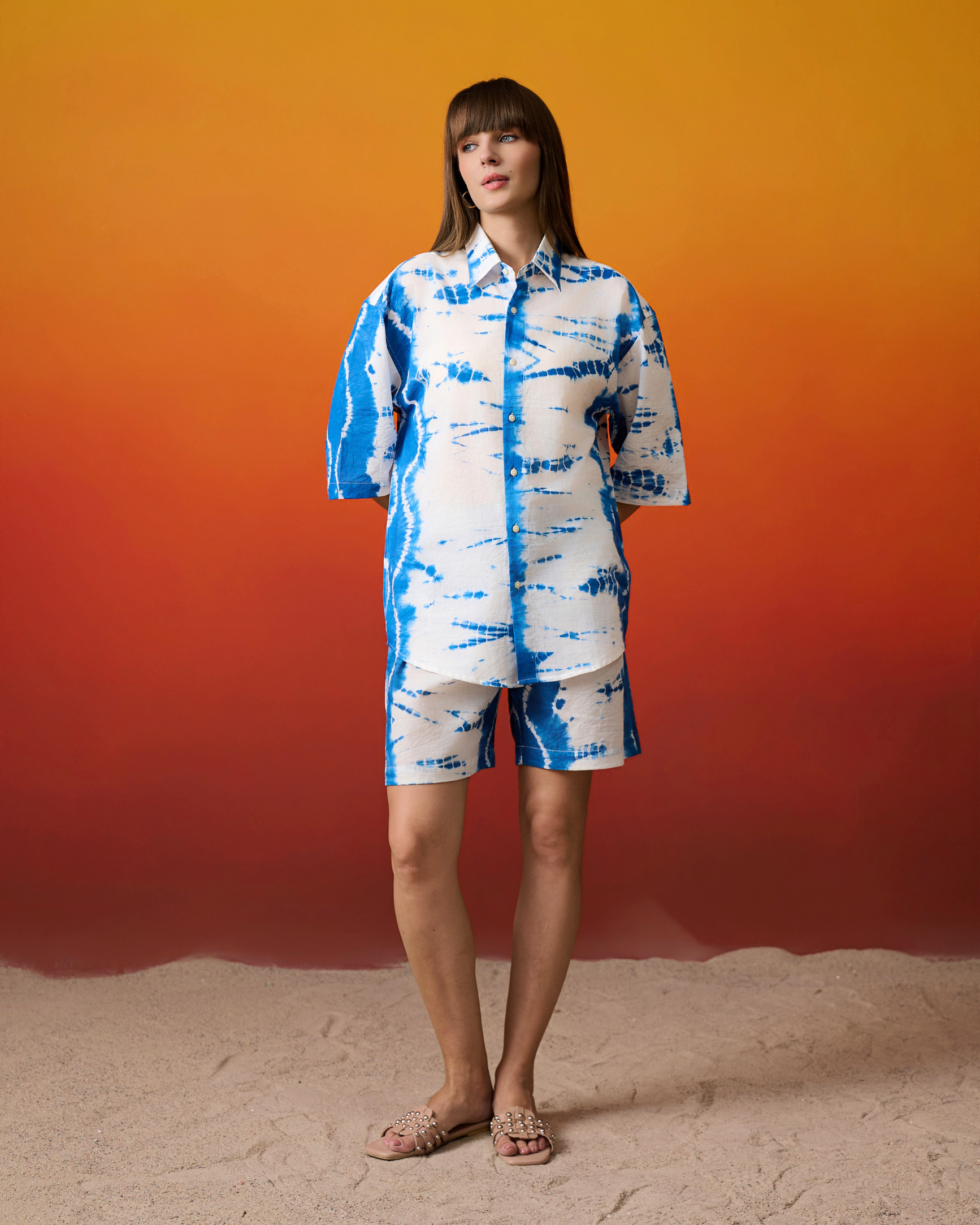 Indigo Rain Shibori Co-ord Set