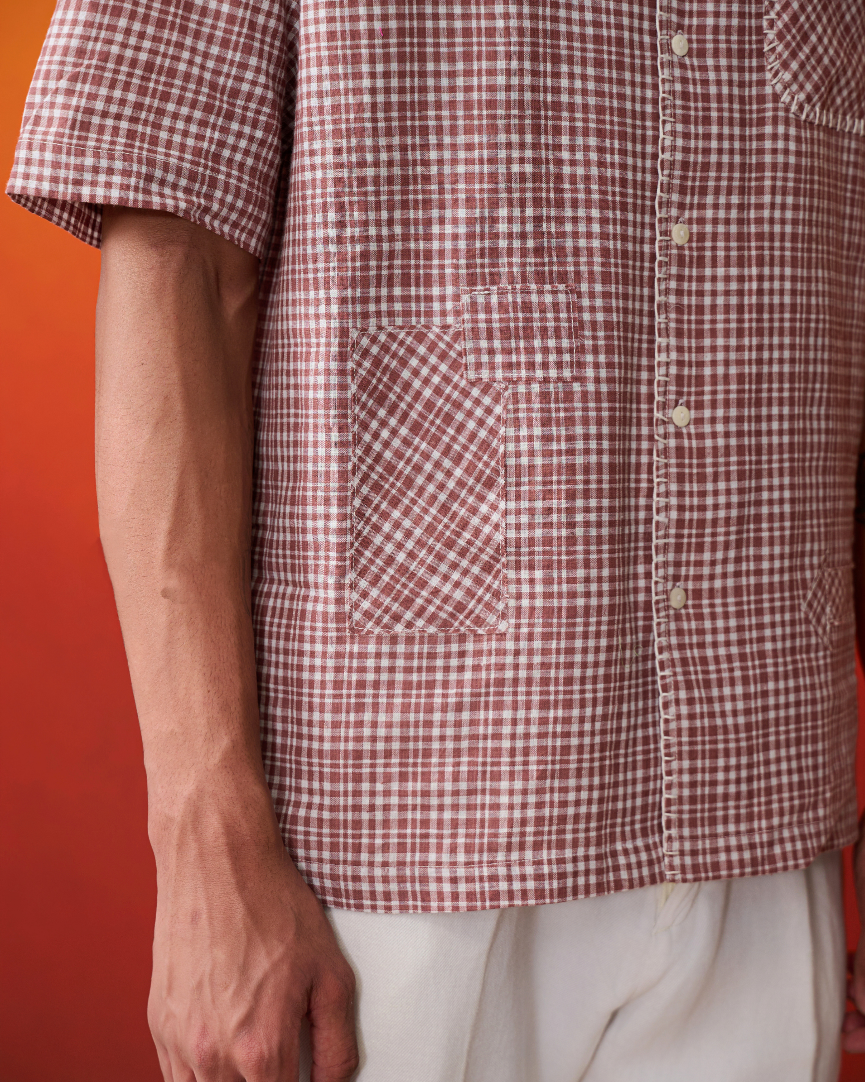 Aam Ke Rang Upcycled Patchwork Check Shirt