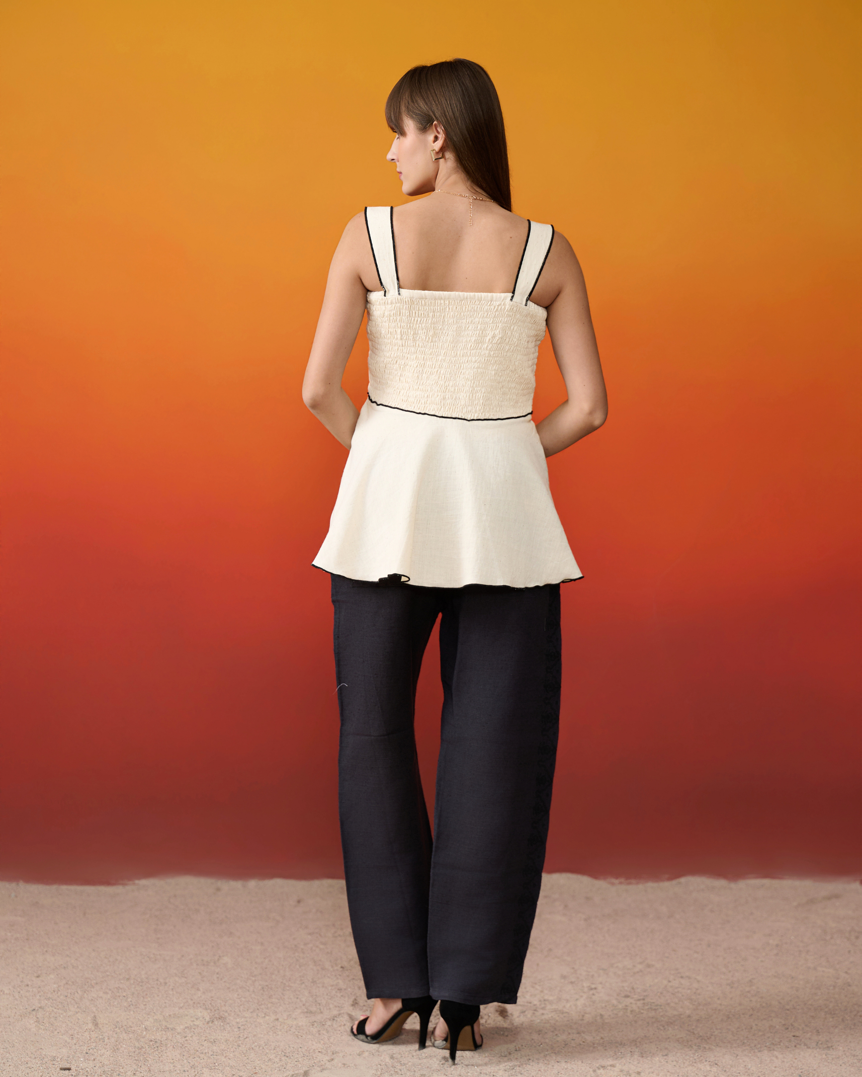 Nariyal Cream Peplum Top