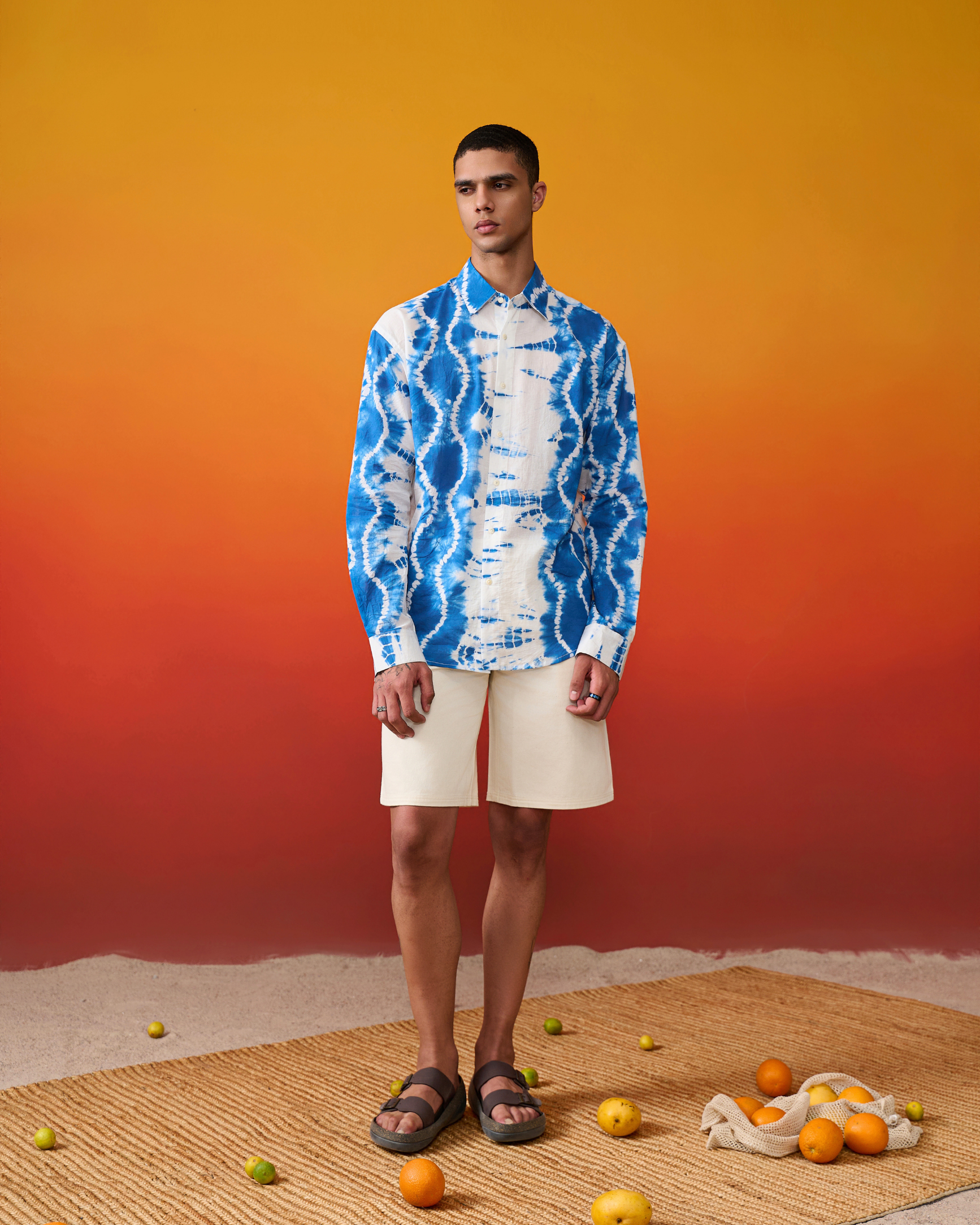 Full Sleeves Blue Shibori Shirt