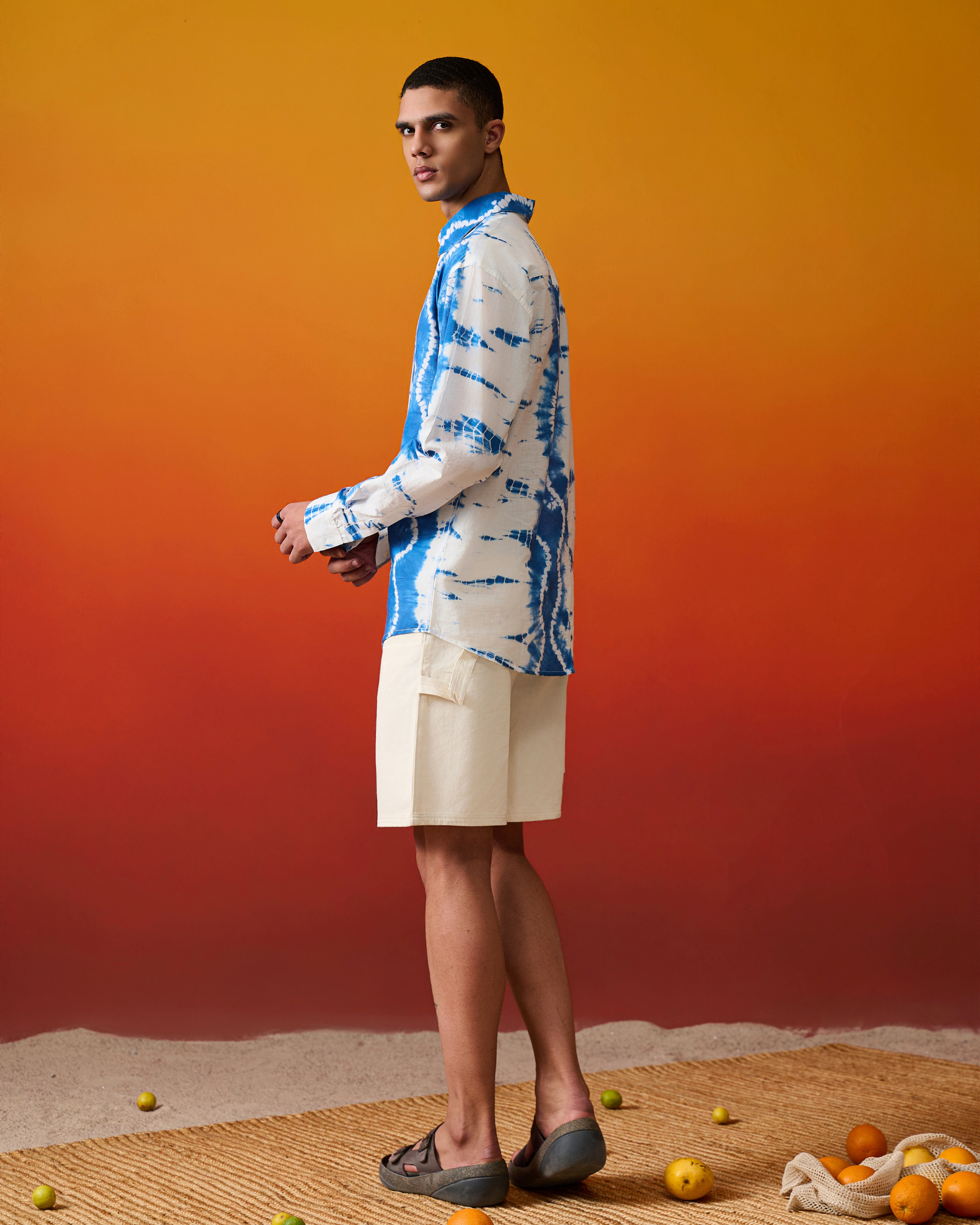 Full Sleeves Blue Shibori Shirt