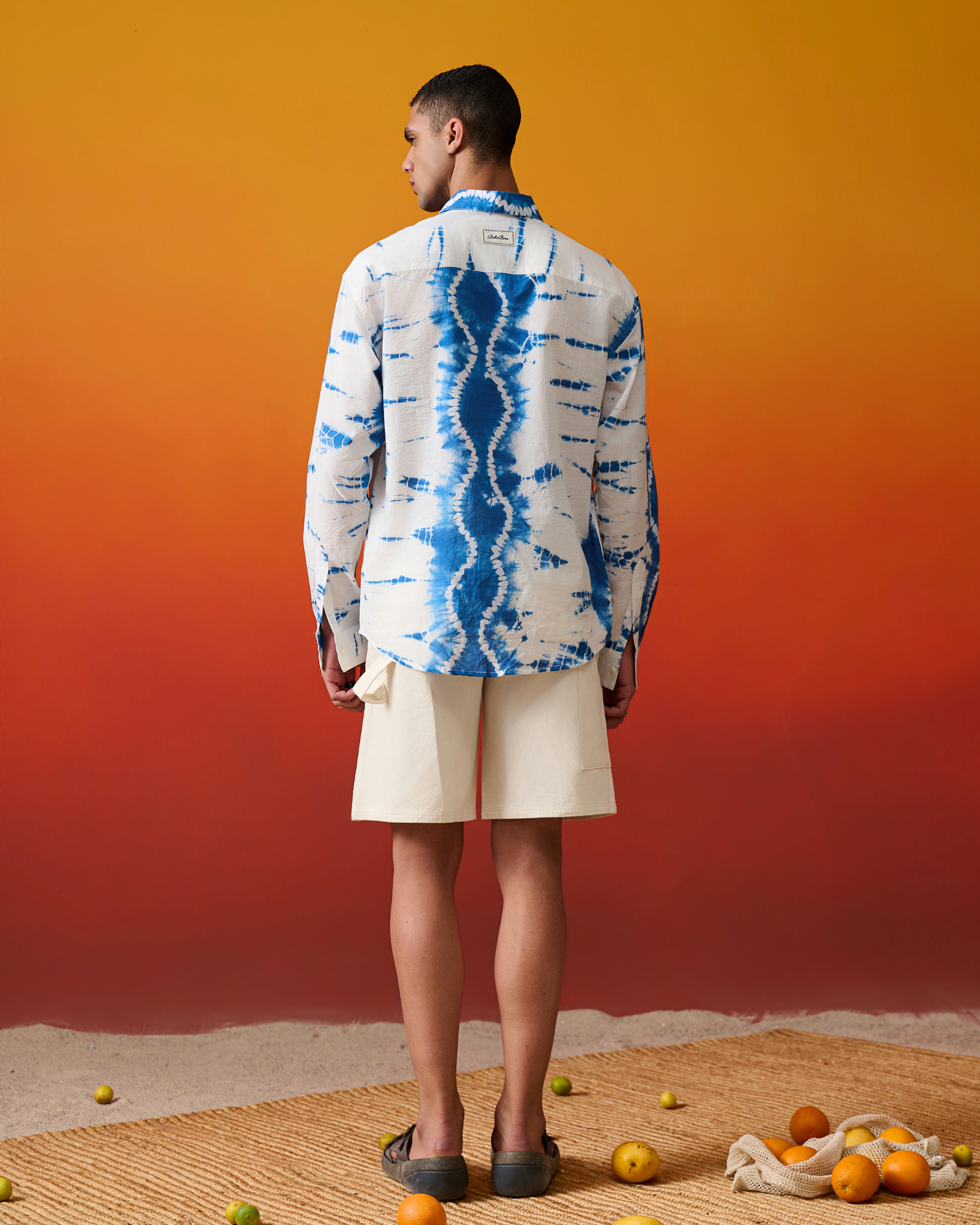 Full Sleeves Blue Shibori Shirt