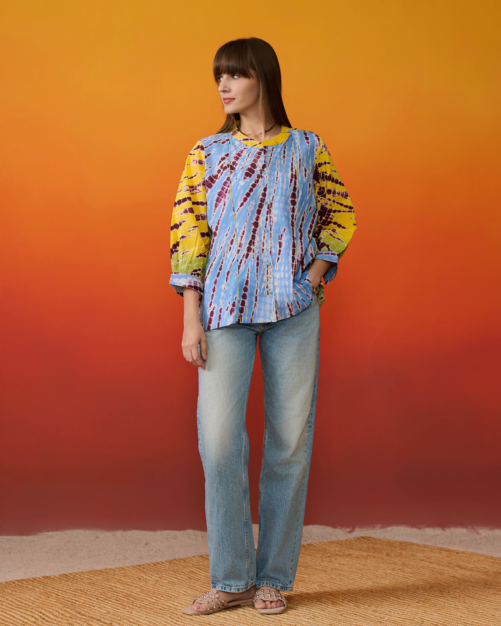 Teen Rang Shibori Shirt