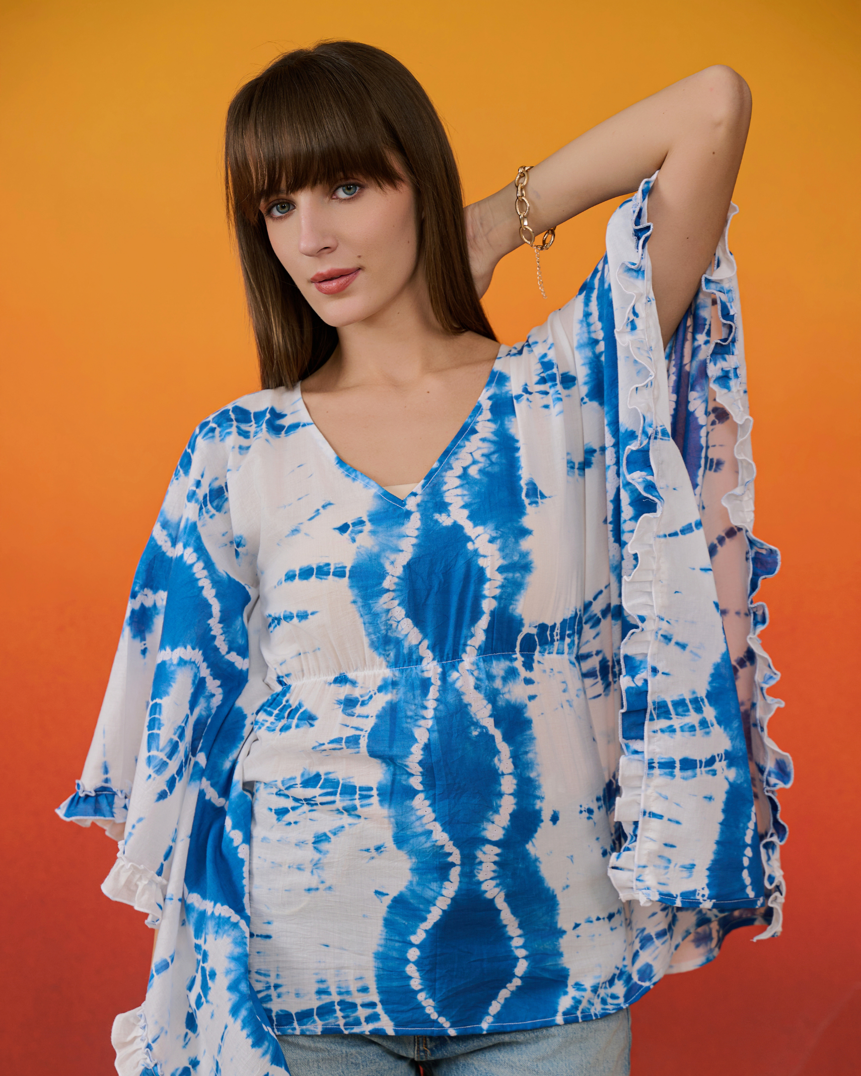 Neela Baarish Shibori Kaftan