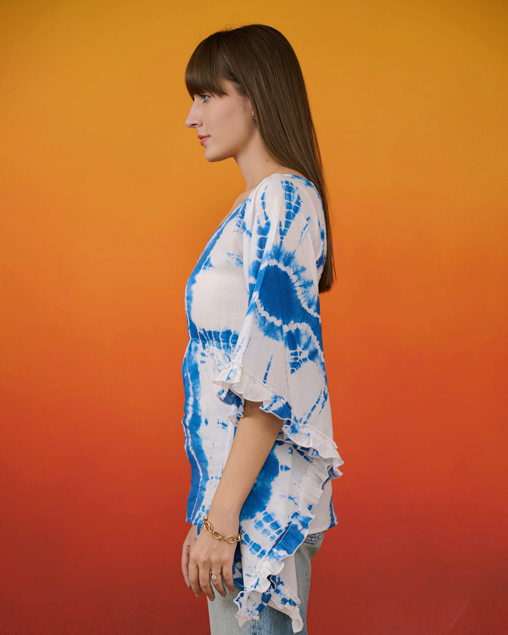 Neela Baarish Shibori Kaftan