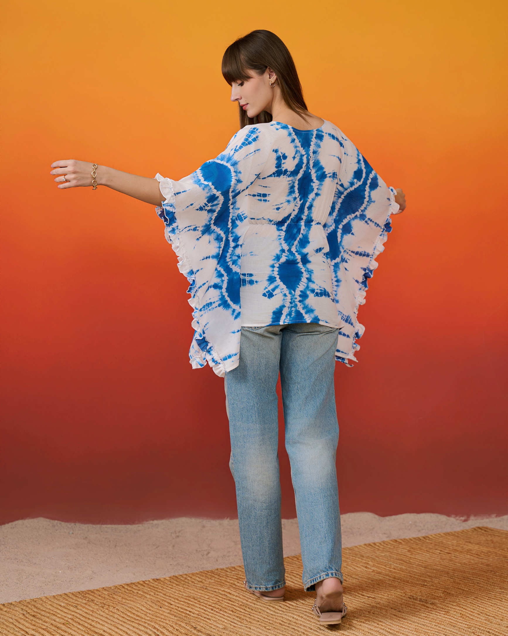 Neela Baarish Shibori Kaftan