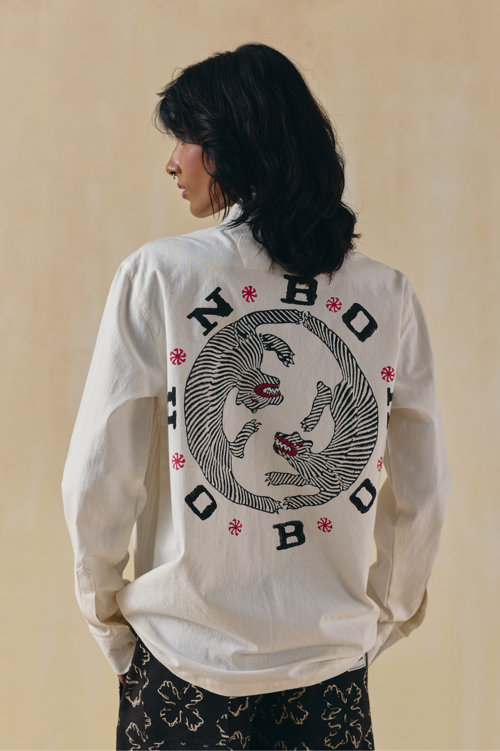 Cream Tiger Circle Shirt
