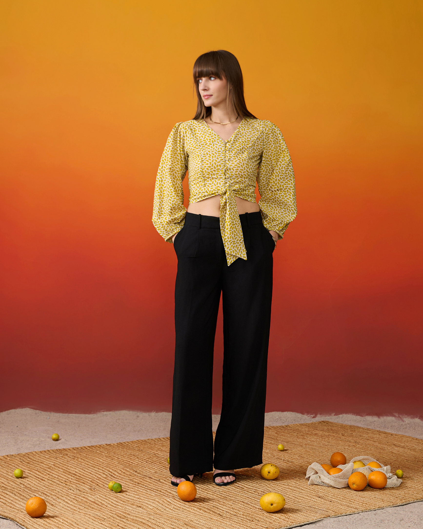 Ambi Scattered Print Crop Blouse
