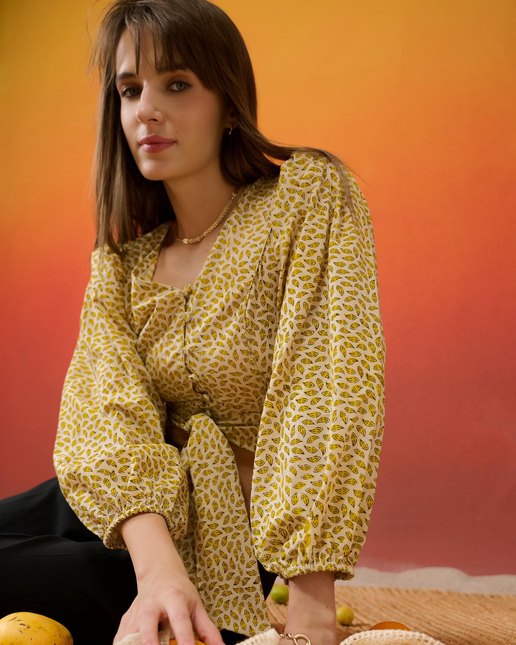 Ambi Scattered Print Crop Blouse