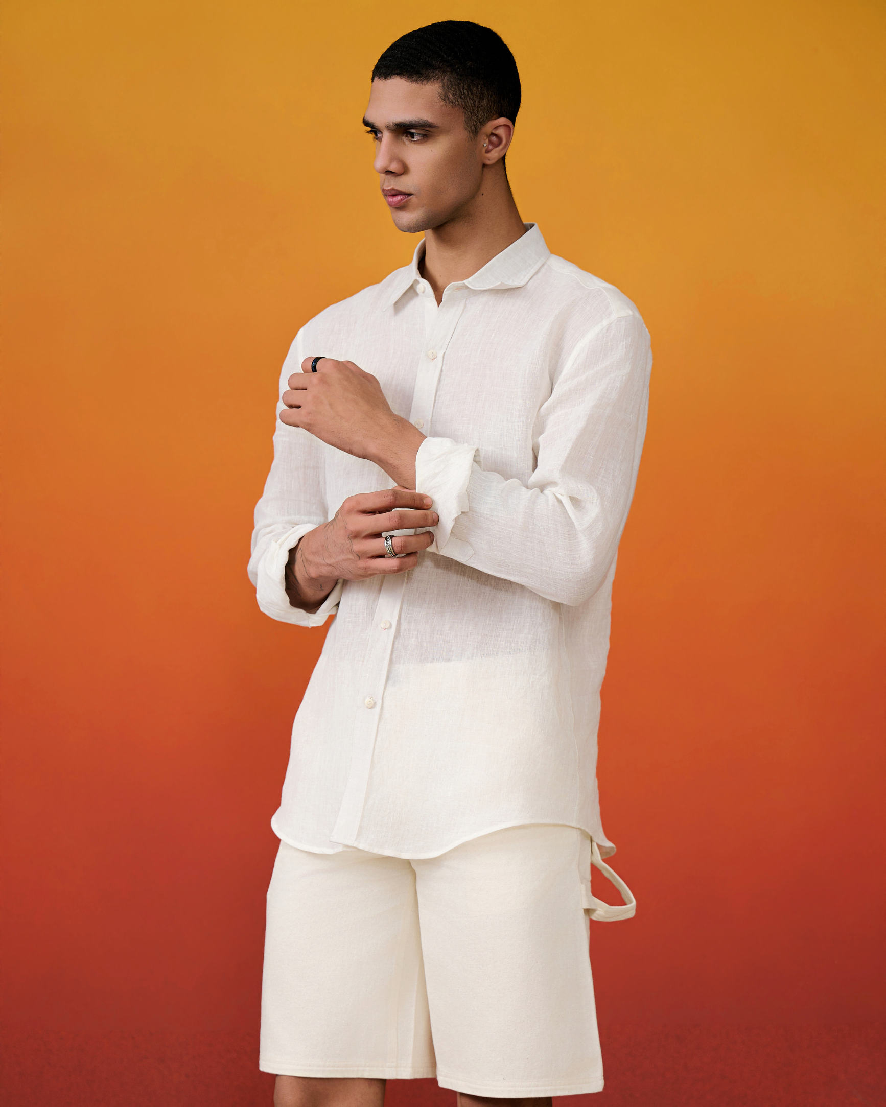 Handwoven Safed Akaar Linen Shirt